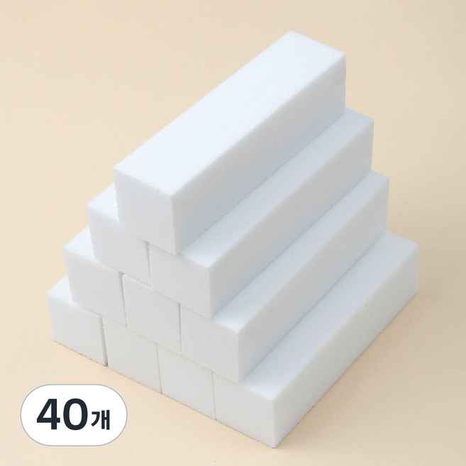 클래식네일 사각 샌딩 거칠기하드 블럭 네일화일, 40개, 화이트