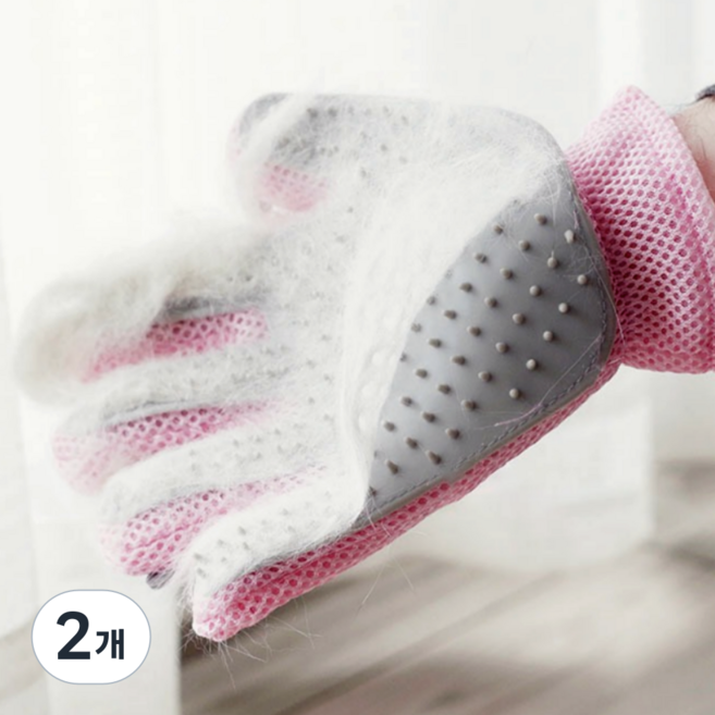 알뜰펫 고양이장갑빗 털갈이장갑 죽은털제거 청소빗 힐링, 핑크, 2개
