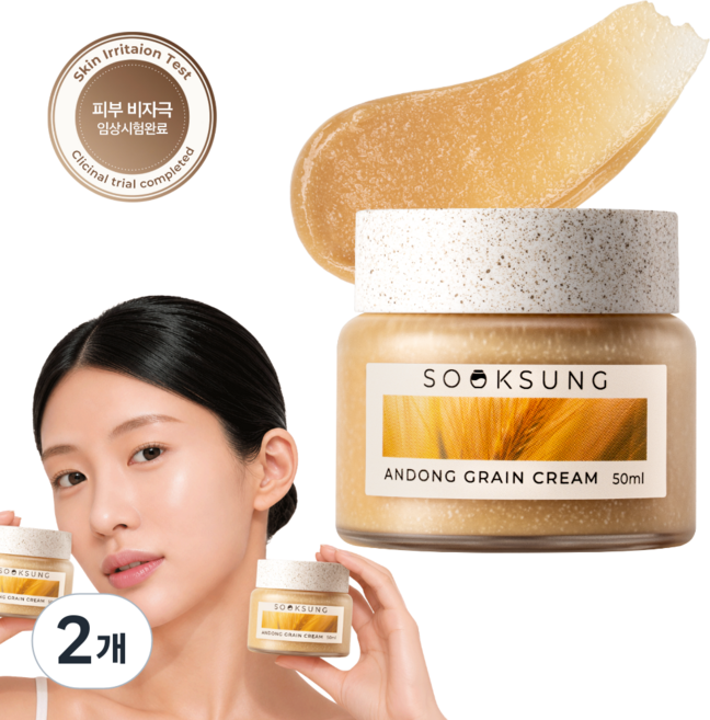 숙성 안동 오곡 세라마이드 수분 장벽 진정 크림, 2개, 55ml