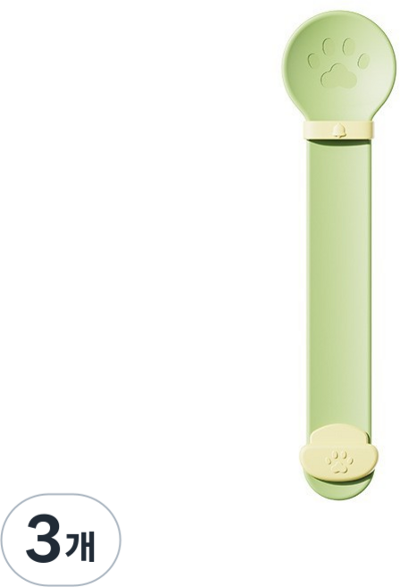 발바닥 캣스틱 짜개 스푼, 3개, 그린
