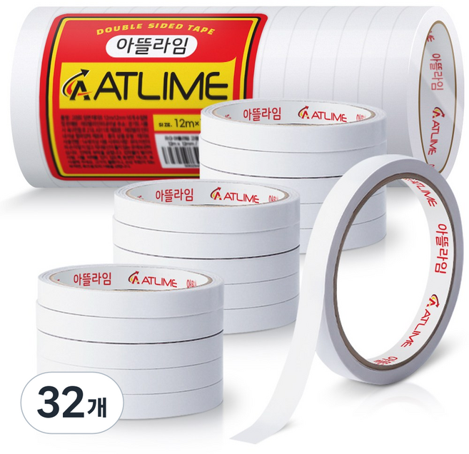 아뜰라임 자국없는 고점도 반투명 양면 테이프 12mm x 12m, 32개