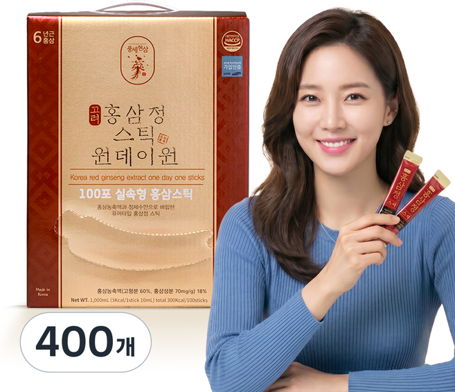 6년근 홍삼스틱 진세노사이드 1포당 11.8mg 원데이원타임 100포 [국내산], 400개, 10ml