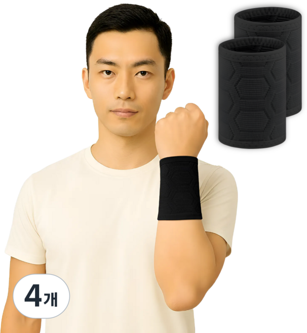 247Products 아이스리스트밴드 ICEwristBAND 아이스 드라이 쿨 슬림 초경량 고탄력 손목보호대, 4개, 검은색
