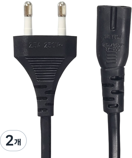 국산 8자 코드 220V 전원 케이블, 2개, 1.4m