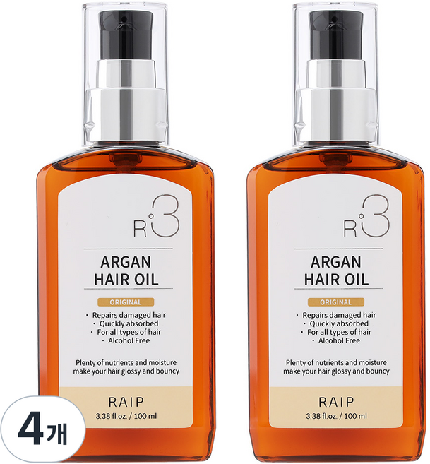 라입 R3 아르간 헤어 오일 오리지널, 100ml, 4개