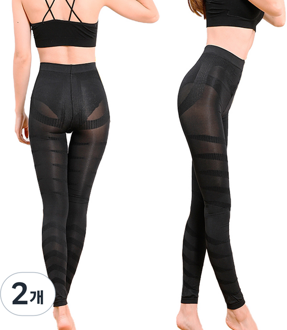 의료용 압박레깅스 보정스타킹 무발 블랙, 2개, 팬티스타킹/허리 높이