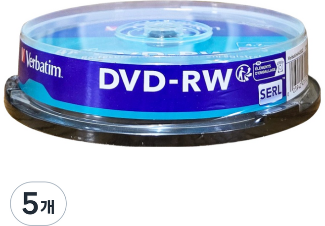 버바팀 DVD-RW 10P CAKE 4.7GB 4배속 10장 공디스크, 5개, [케익통/10매]