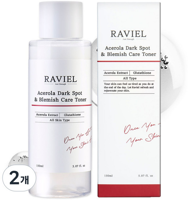 RAVIEL 아세로라 잡티 앤 기미 케어 토너, 2개, 150ml