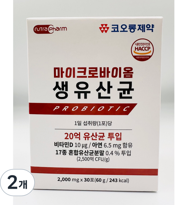 마이크로바이옴 생유산균 프로바이오틱스, 30회분, 2개