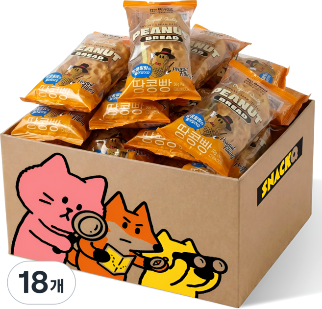 스낵큐 노브랜드 과자, 18개, 고소한 땅콩빵