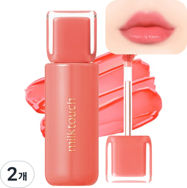 밀크터치 젤리핏 유리알 광채 글로우 틴트, 02. 피치 온 탑, 4g, 2개 - 쿠팡
