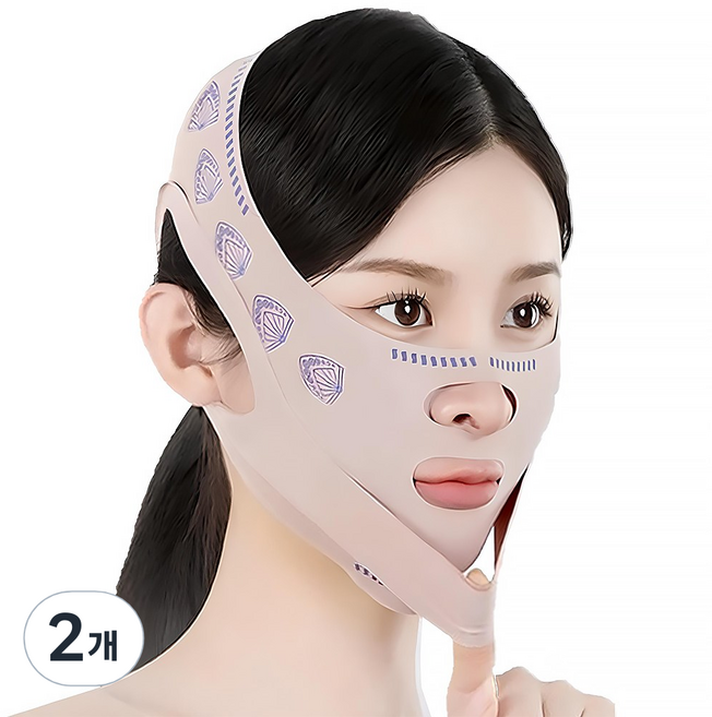 서온리 턱 살 브이 라인 살려주는 리프팅 탄력 보정 얼굴 밴드, 2개