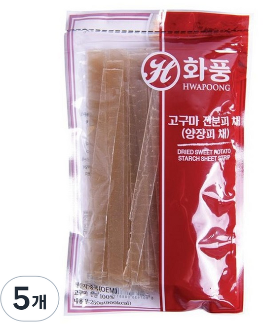화풍 고구마 전분 피 양장피 채, 5개, 250g
