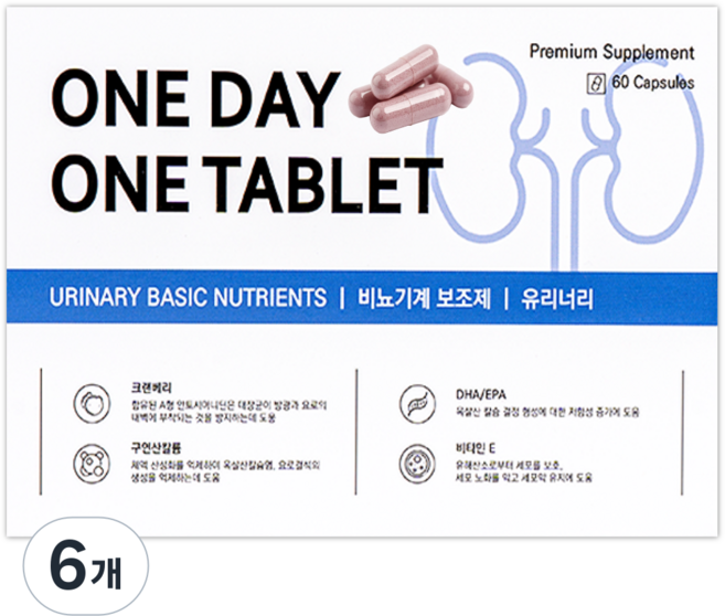 원데이원테블렛 강아지 고양이 영양제 유리너리 60캡슐, 60회분, 유리너리+결석, 6개