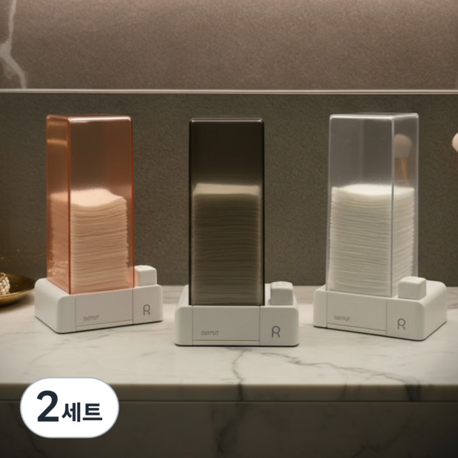 맥너슨 원터치 화장솜 보관함 디스펜서 케이스, 2세트, 핑크