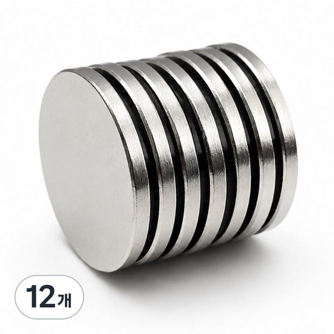 마니코 초강력 원형 네오디움자석 47mm x 4.5mm 다용도 자석, 12개, 실버