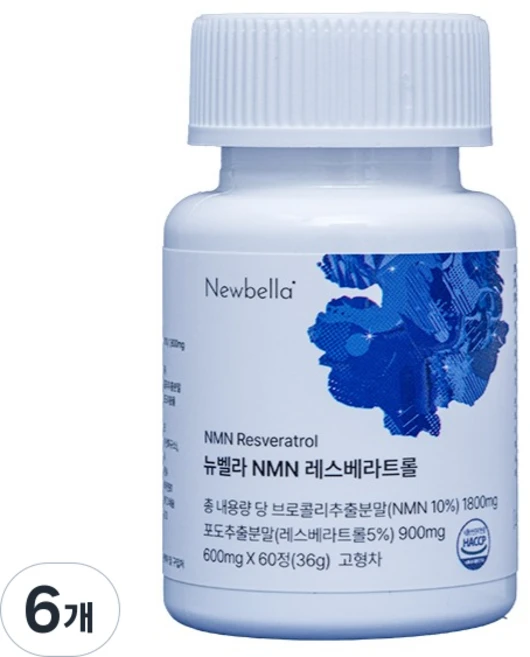 셀렉라이프 티아라 지연 Pick 뉴벨라 미국 프랑스산 NMN 레스베라트롤 식약청 HACCP 인증, 6개, 60정 - 쿠팡