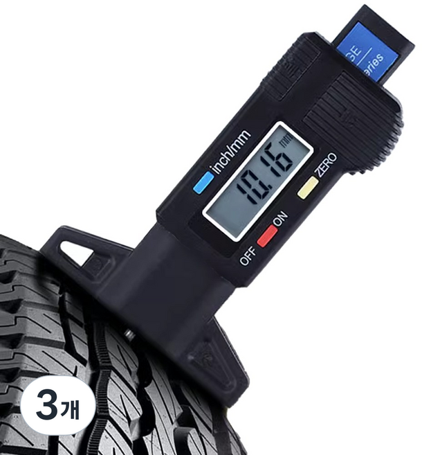 싱글레이드 타이어 마모 게이지 측정기, 마모측정기 블랙, 3개
