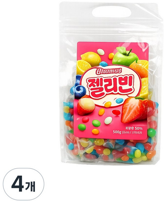 임박상품 과일맛 대용량 개별포장 젤리빈, 4개, 500g