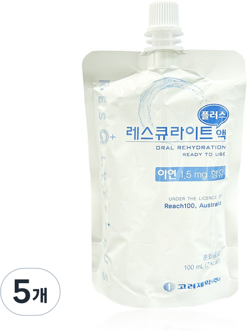 고려제약 레스큐라이트 플러스액 마시는 포도당 비타민 혼합음료 어린이, 5개, 100ml