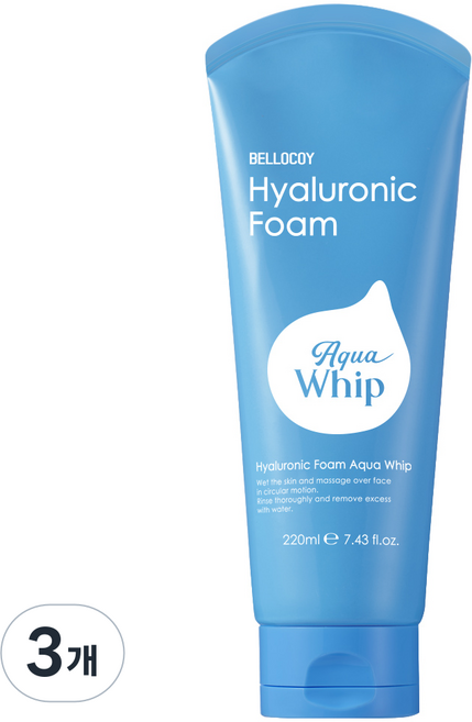 히알루론산 아쿠아 휩 폼클렌징 저자극 약알칼리성 모공 딥 클렌저, 3개, 220g