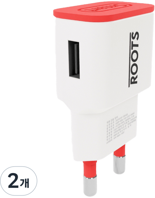 루츠 국내생산 USB 1포트 저전압 DC 5V 2A 저전력 저속충전 어댑터 홈캠 충전기, 화이트, 2개