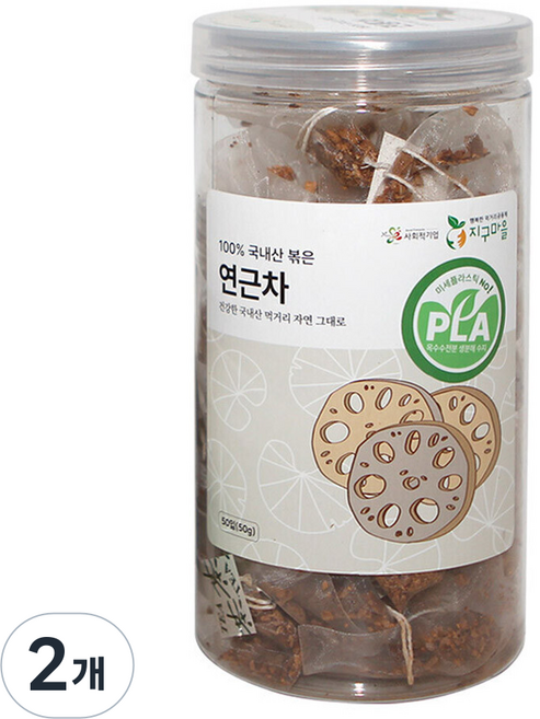 지구마을 옥수수전분 생분해필터 PLA 국내산 삼각티백 전통차 연근차, 2개, 50개입, 1g