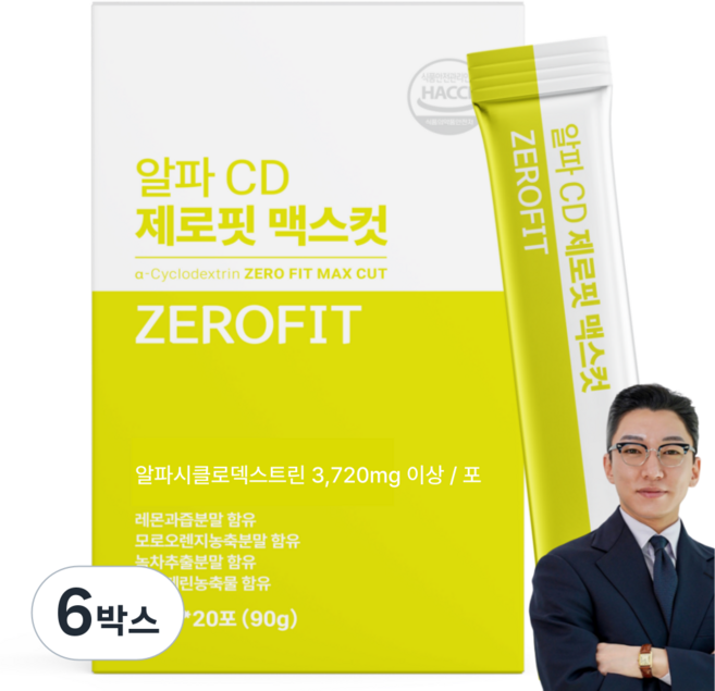 알파CD 제로핏 알파시클로덱스트린 알파시디 HACCP 인증, 6박스, 20회분