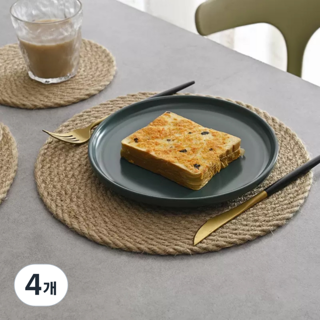 자취의신 라탄 테이블매트 타원형 원형 식탁매트, 4개, 원형 24cm, 테이블 매트