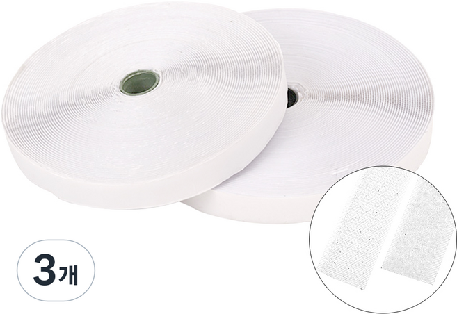 접착식벨크로찍찍이 화이트 30mm 25M 암수세트, 3개
