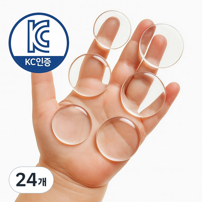 지니밸리 방문 문콕방지 문 쾅 방지 도어쿠션, 24개, 동그라미 투명