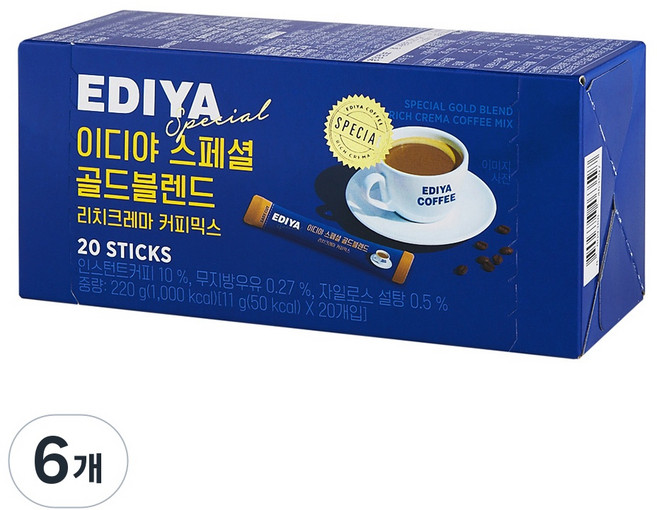 이디야 스페셜 골드 블렌드 커피믹스, 11g, 20개입, 6개