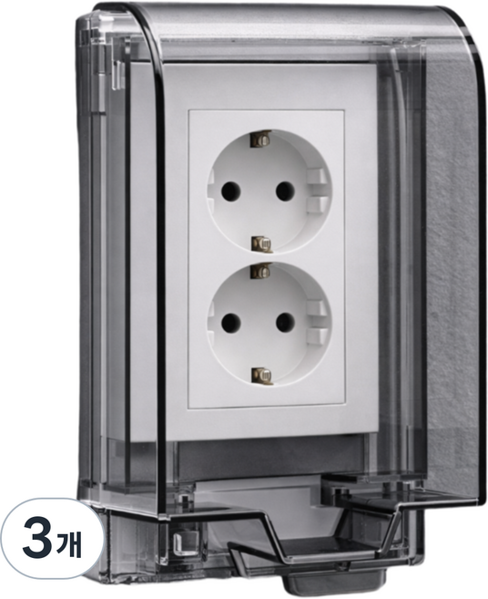 라이프툴스 방수 콘센트커버 안전덮개 잠금기능, 블랙투명, 3개