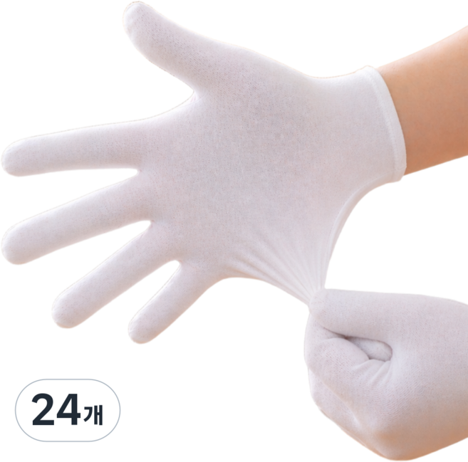 리빙에이드 자극없는 순면 다용도 속장갑 면장갑, 24개, 백색