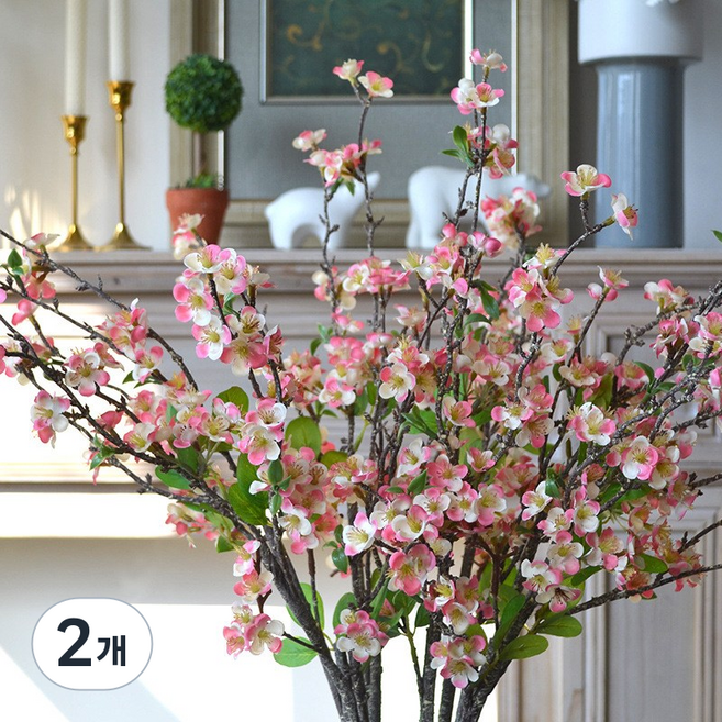 메이크유어홈 미니 매화 조화 인테리어 셀프 전통 나뭇가지, 핑크, 2개