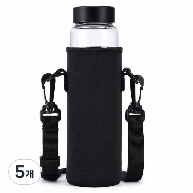 네오프렌 보온보냉 텀블러백 크로스 어깨끈 보틀 가방 550ml, 5개, 블랙