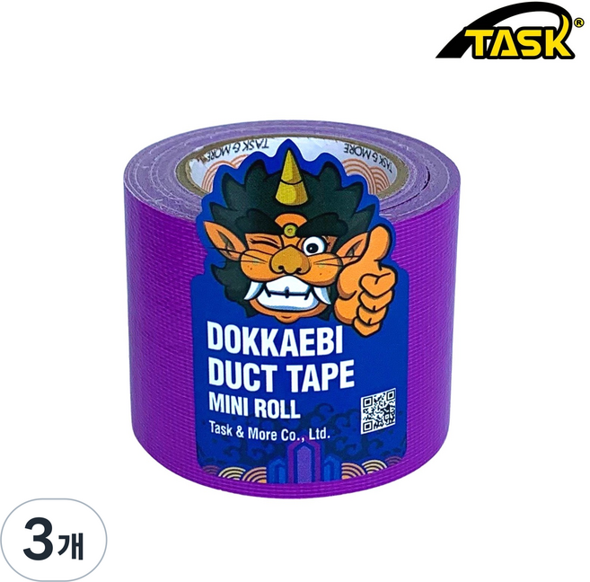 도깨비 수출용(국내산) 덕트테이프 덕테이프 미니롤 VIOLET 50mmX5m, 3개