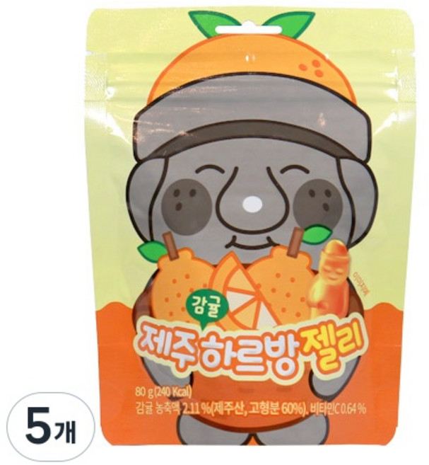 에스디푸드 제주 감귤 하르방 젤리, 80g, 5개