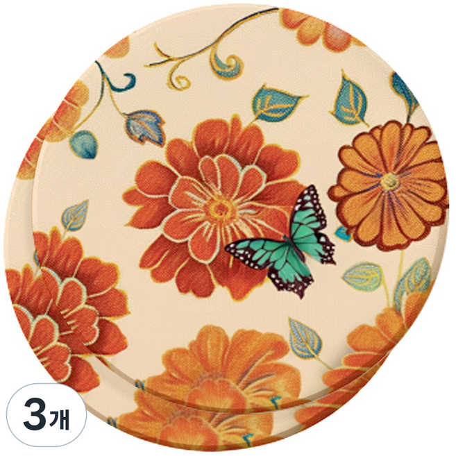 전통 규조토 컵받침 2P 세트 - 국산 티코스터 / 옐로우데이, 3개, 담적접화