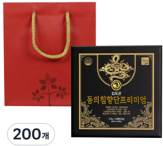 김오곤 동의침향단 프리미엄 100일의 건강 3.75gx100환 설선물 부모님선물, 200개, 3.75g