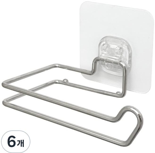 올지 무타공 휴지걸이 심플 호텔 접착식, 실버, 6개