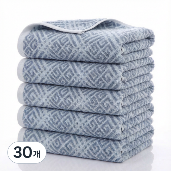 융풍 수건 고급 순면 두꺼운 타월 뛰어난 흡수력 부드러운 촉감 먼지 날림 없는 호텔식 수건, 30개, 연한 블루색