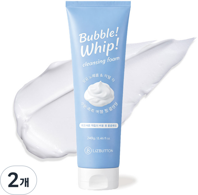 리즈버튼 데일리 버블 휩 폼클렌징 여성남성 공용 대용량, 2개, 240g
