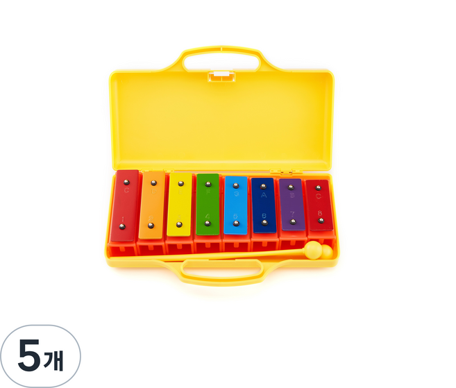 명창 실버스타 공명 실로폰8K(황색)음계분리형 무지개 칼라음판 {실.채포함], 5개, 황색, 8판