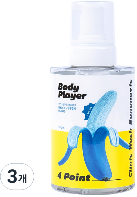 맨즈스킨 바디플레이어 포 포인트 남성청결제 바나나빅 사타구니 남자 냄새제거 항문세정제, 500g, 3개