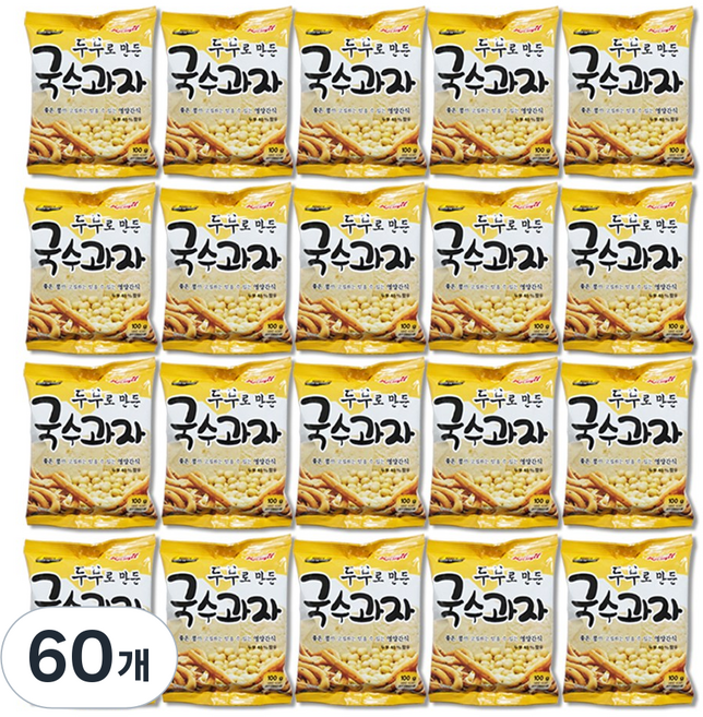 수제 두부과자 두부함량 아이들 온가족 웰빙간식 국수과자, 100g, 60개