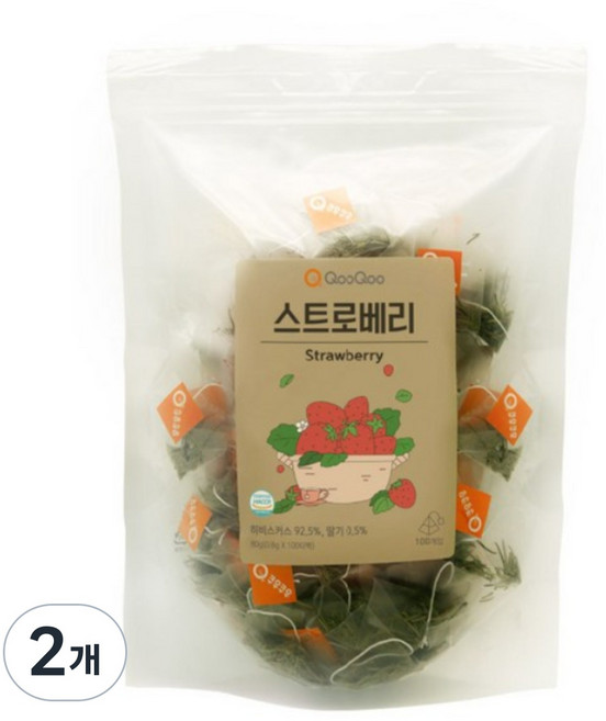 쿠우쿠우 스트로베리차 100티백, 단품, 2개, 100개입, 800mg