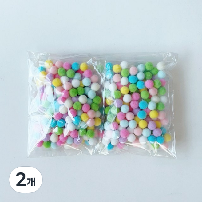 컬러 믹스 폼폼이 뿅뿅이 칼라솜 솜방울 10mm-30mm, 10미리*2봉, 2개, 캔디