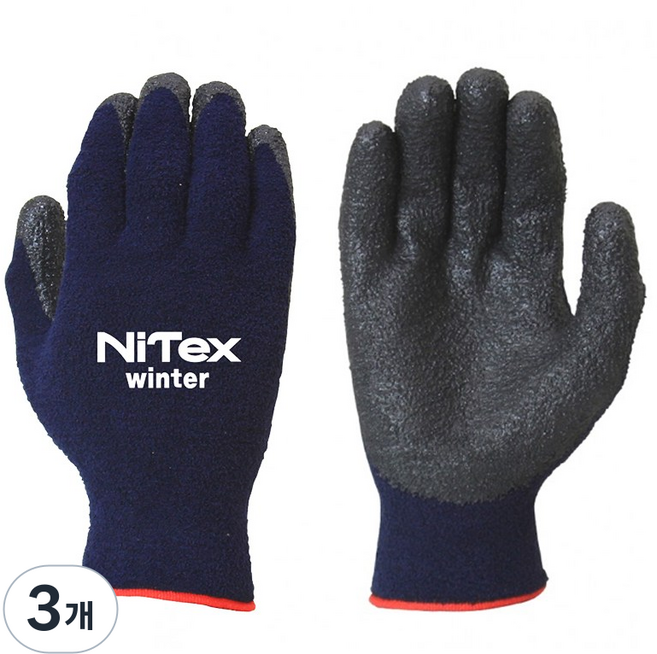 나이텍스 윈터워머 방한장갑 기모 겨울장갑, 3개, 네이비 M