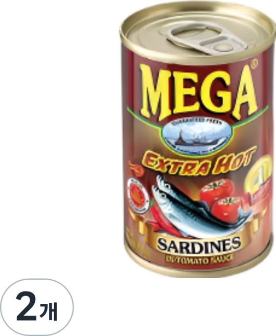 필리핀 메가 사딘스 엑스트라 핫 Mega Sardines Extra Hot 1개 155g, 2개